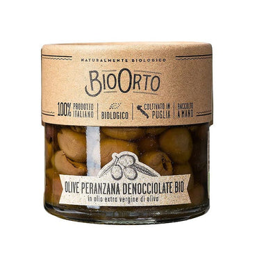 BioOrto Peranzana Olives Pitted In Oil 185g